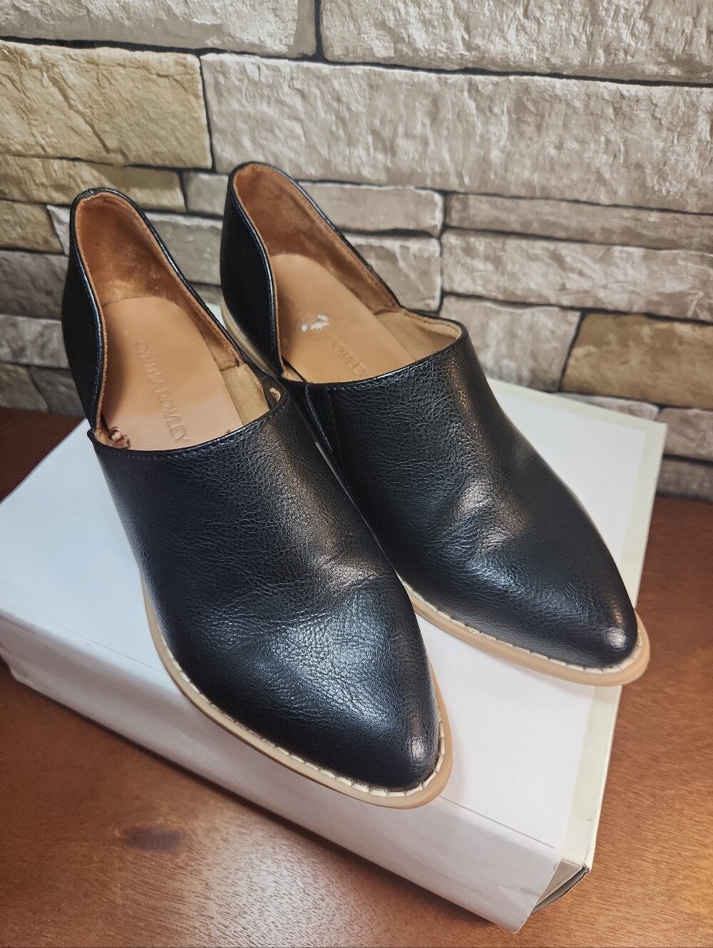 Cynthia Rowley Eddie Black Cutout Block Heel Slip-On Booties Womens Sz 8 Vegan